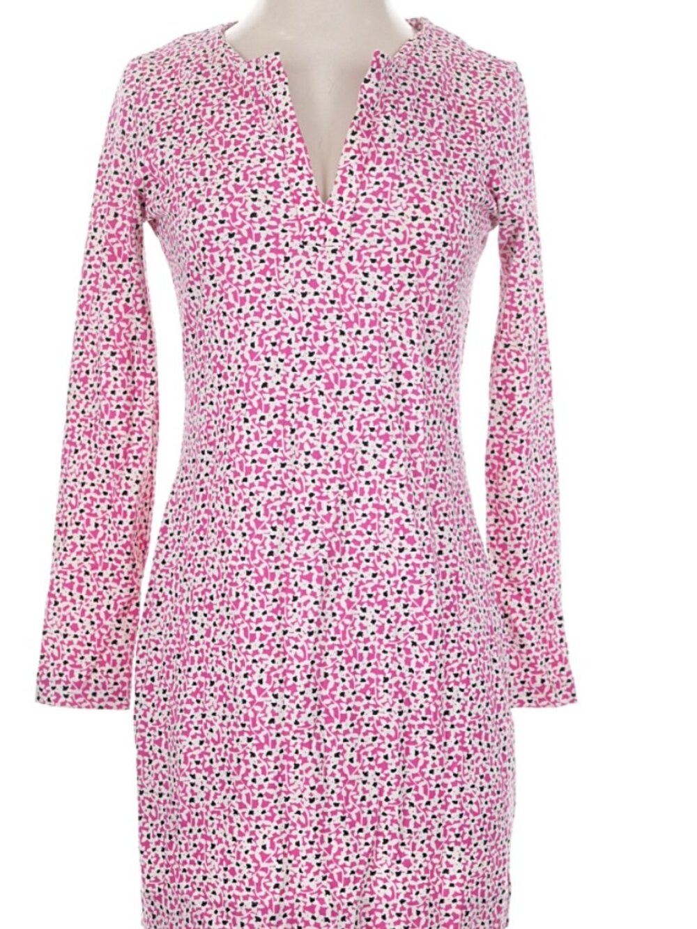 Diane von Furstenberg Pink Heart Print Long Sleeve Mini Dress Size 4